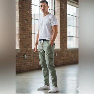 Urban Outfitters Olive Cargo Pants with Black Trim